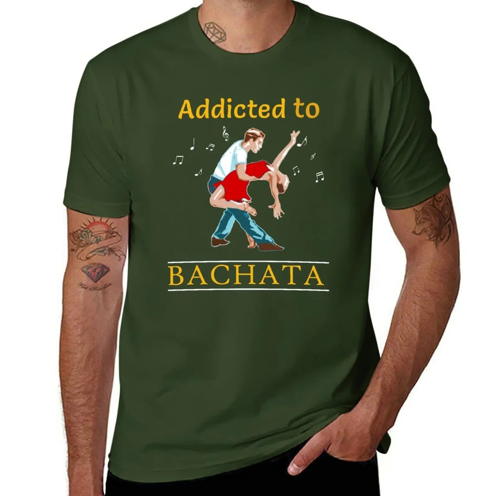 addicted to bachata salsa T-Shirt tees sweat T-shirts for men cotton