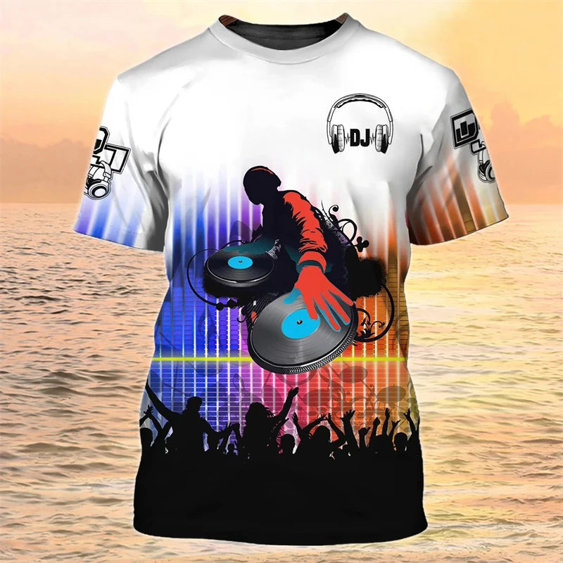 2024 New DJ Shirt Men's T-shirts 3D Print Disco Short Sleeve Tees Mens Clothing Party Tops O Neck Cool Punk Streetwear Men Shirt - World Salsa Championships