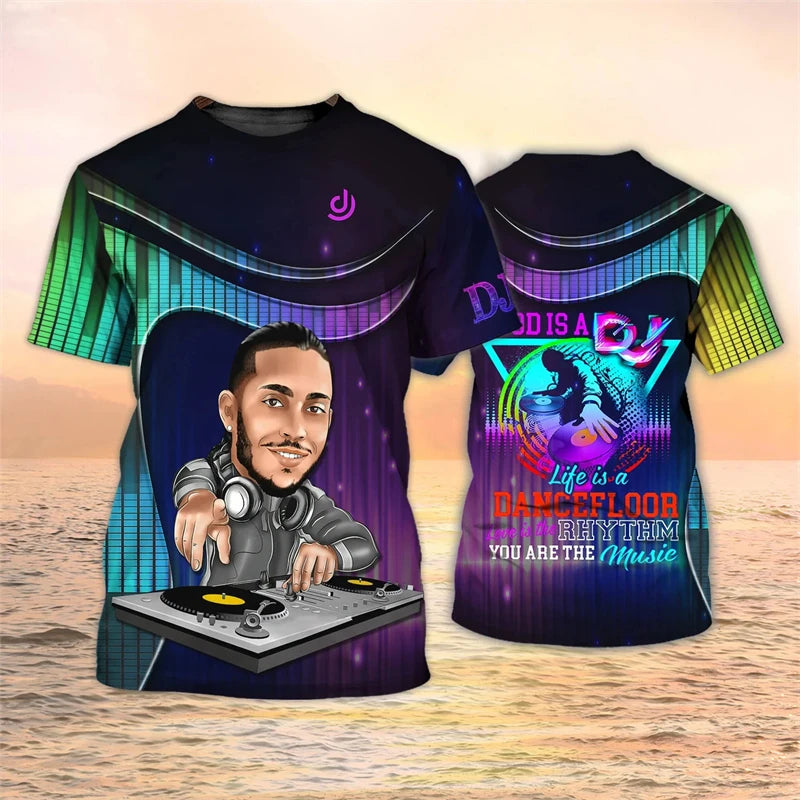 2024 New DJ Shirt Men's T-shirts 3D Print Disco Short Sleeve Tees Mens Clothing Party Tops O Neck Cool Punk Streetwear Men Shirt - World Salsa Championships