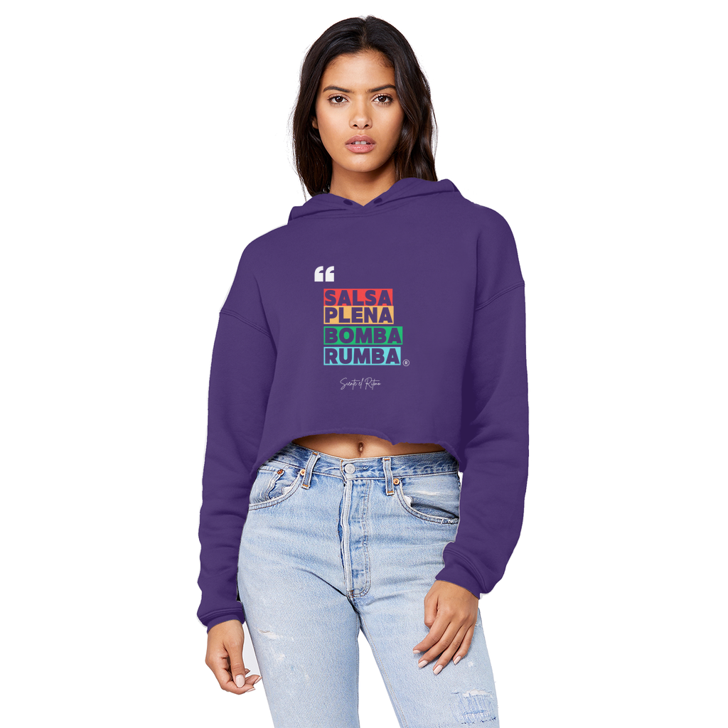Salsa Bomba Plena Rumba Cropped Raw Edge Boyfriend Hoodie
