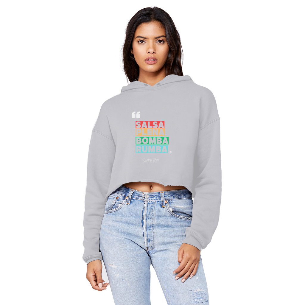 Salsa Bomba Plena Rumba Cropped Raw Edge Boyfriend Hoodie