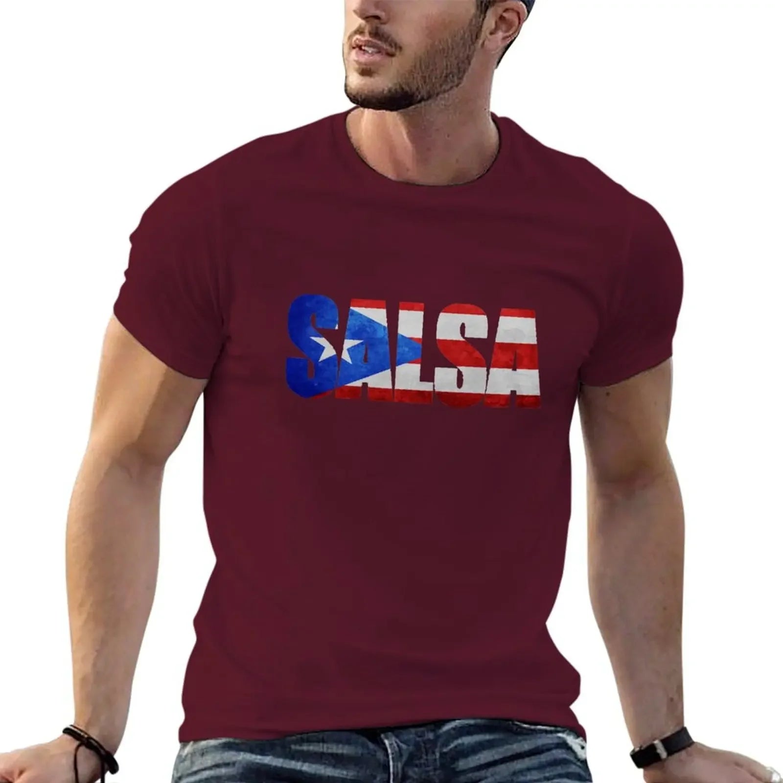 Salsa Puerto Rico T-shirt customs aesthetic clothes men clothings