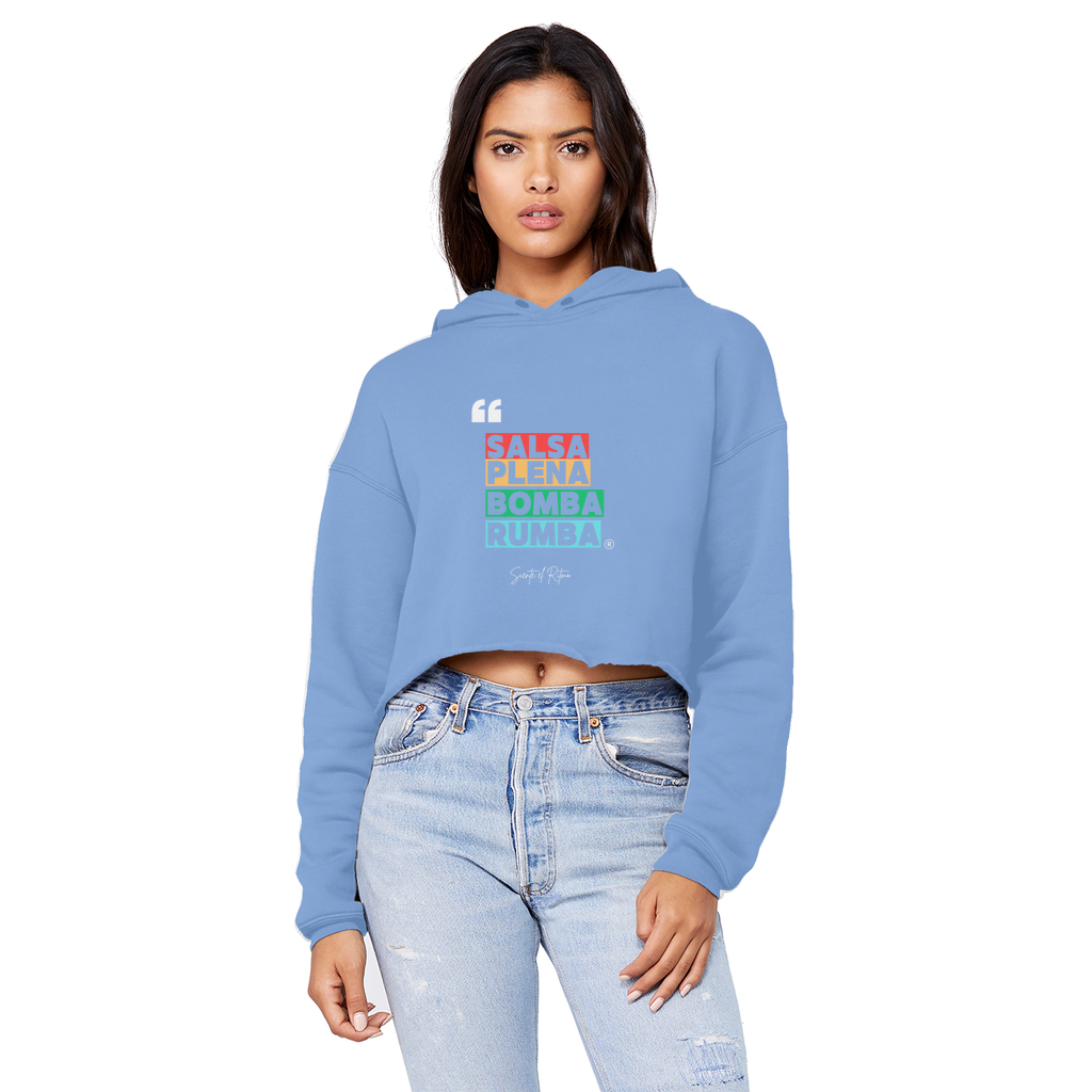 Salsa Bomba Plena Rumba Cropped Raw Edge Boyfriend Hoodie