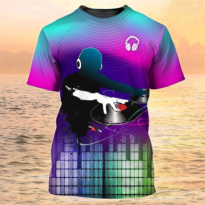 2024 New DJ Shirt Men's T-shirts 3D Print Disco Short Sleeve Tees Mens Clothing Party Tops O Neck Cool Punk Streetwear Men Shirt - World Salsa Championships