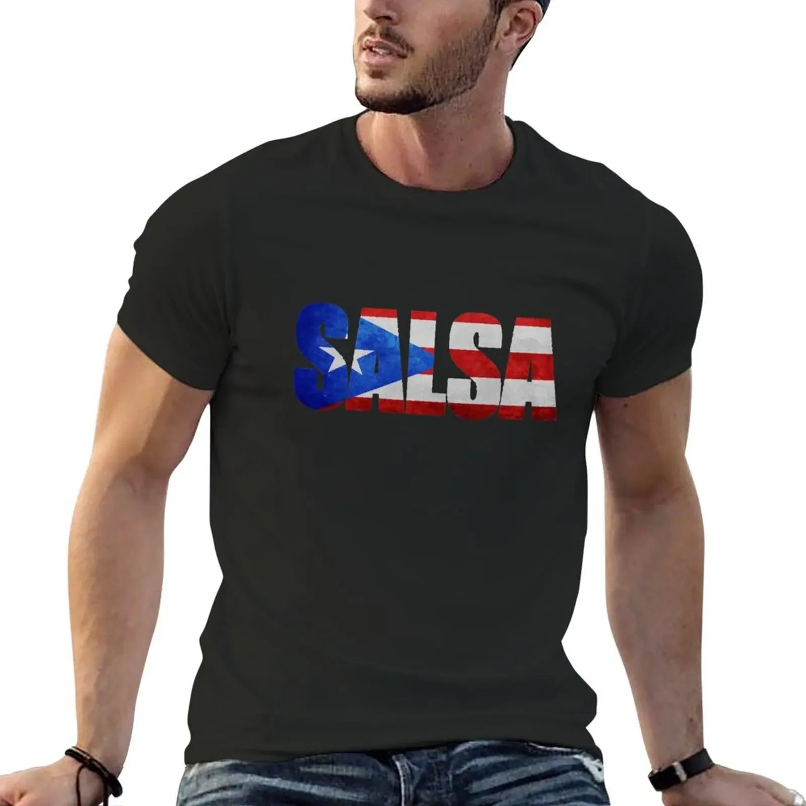 Salsa Puerto Rico T-shirt customs aesthetic clothes men clothings