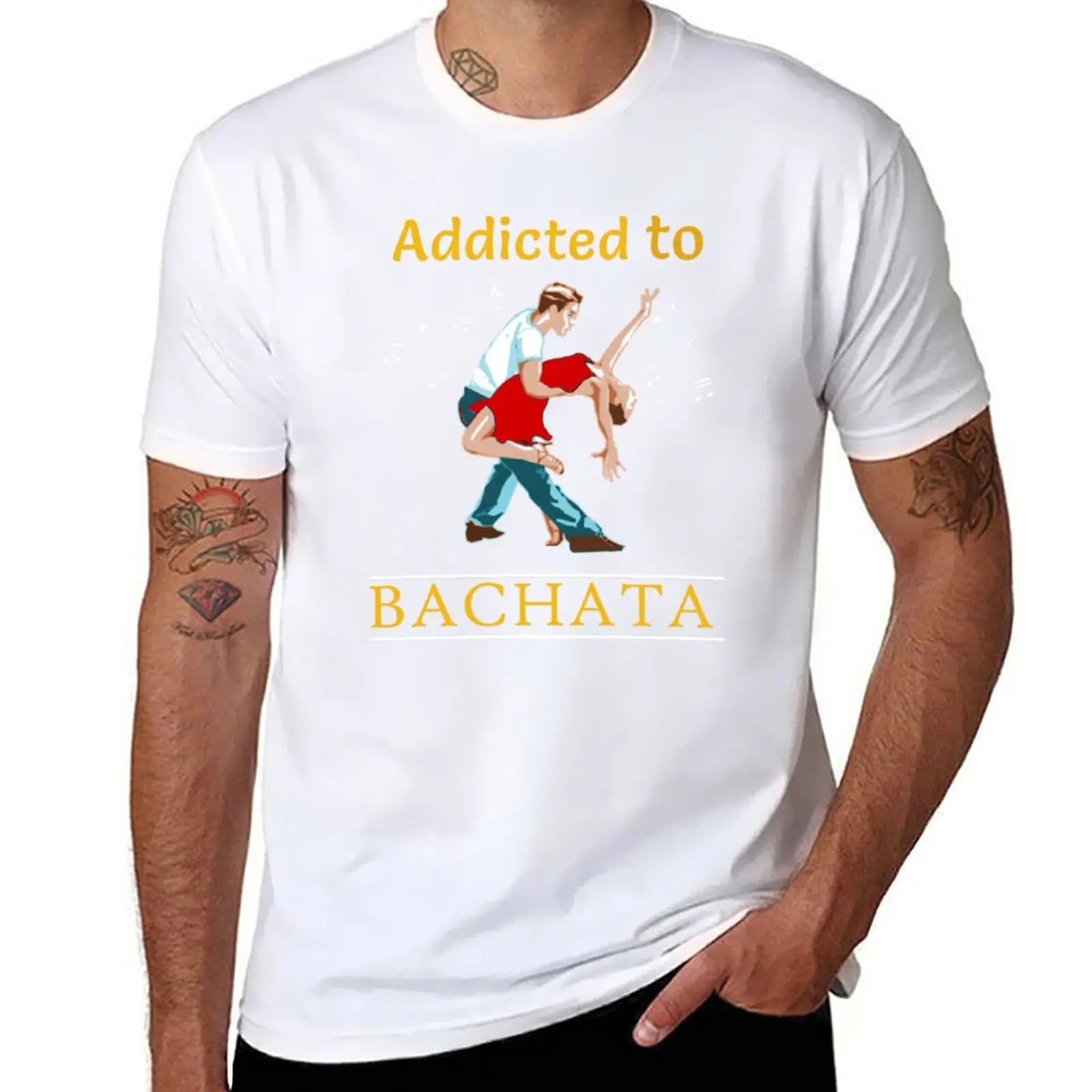 addicted to bachata salsa T-Shirt tees sweat T-shirts for men cotton