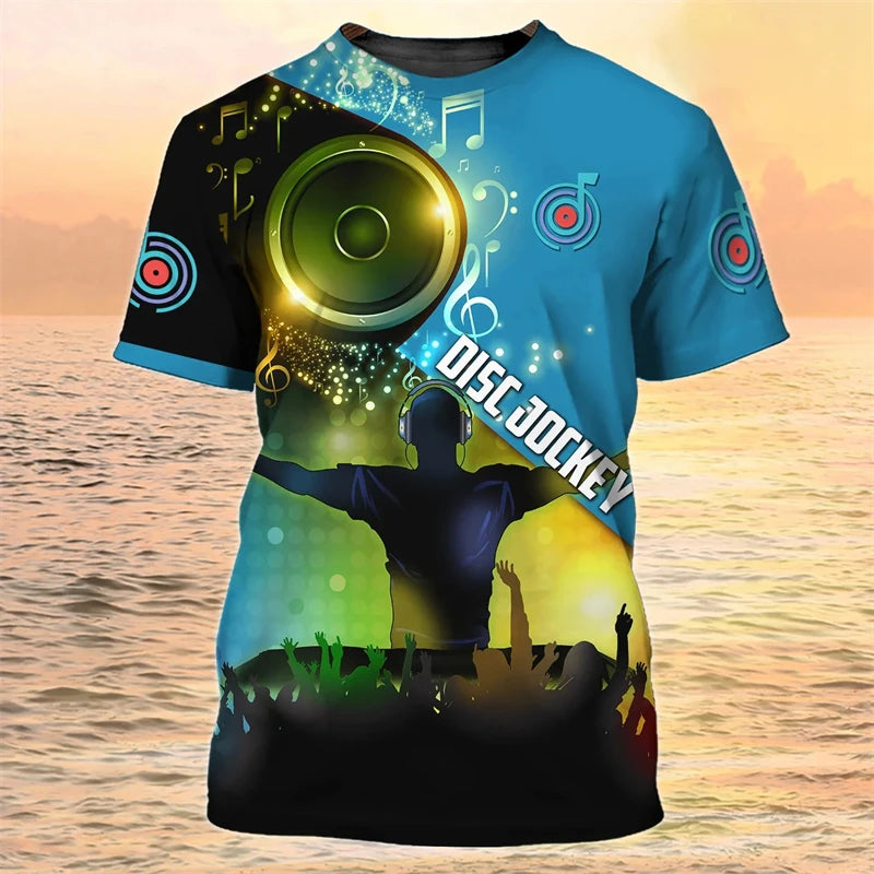 2024 New DJ Shirt Men's T-shirts 3D Print Disco Short Sleeve Tees Mens Clothing Party Tops O Neck Cool Punk Streetwear Men Shirt - World Salsa Championships