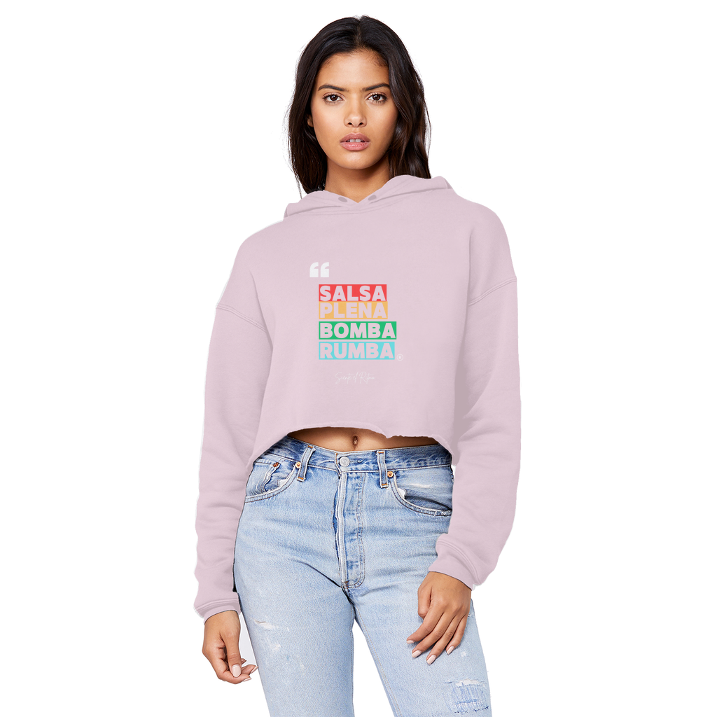Salsa Bomba Plena Rumba Cropped Raw Edge Boyfriend Hoodie