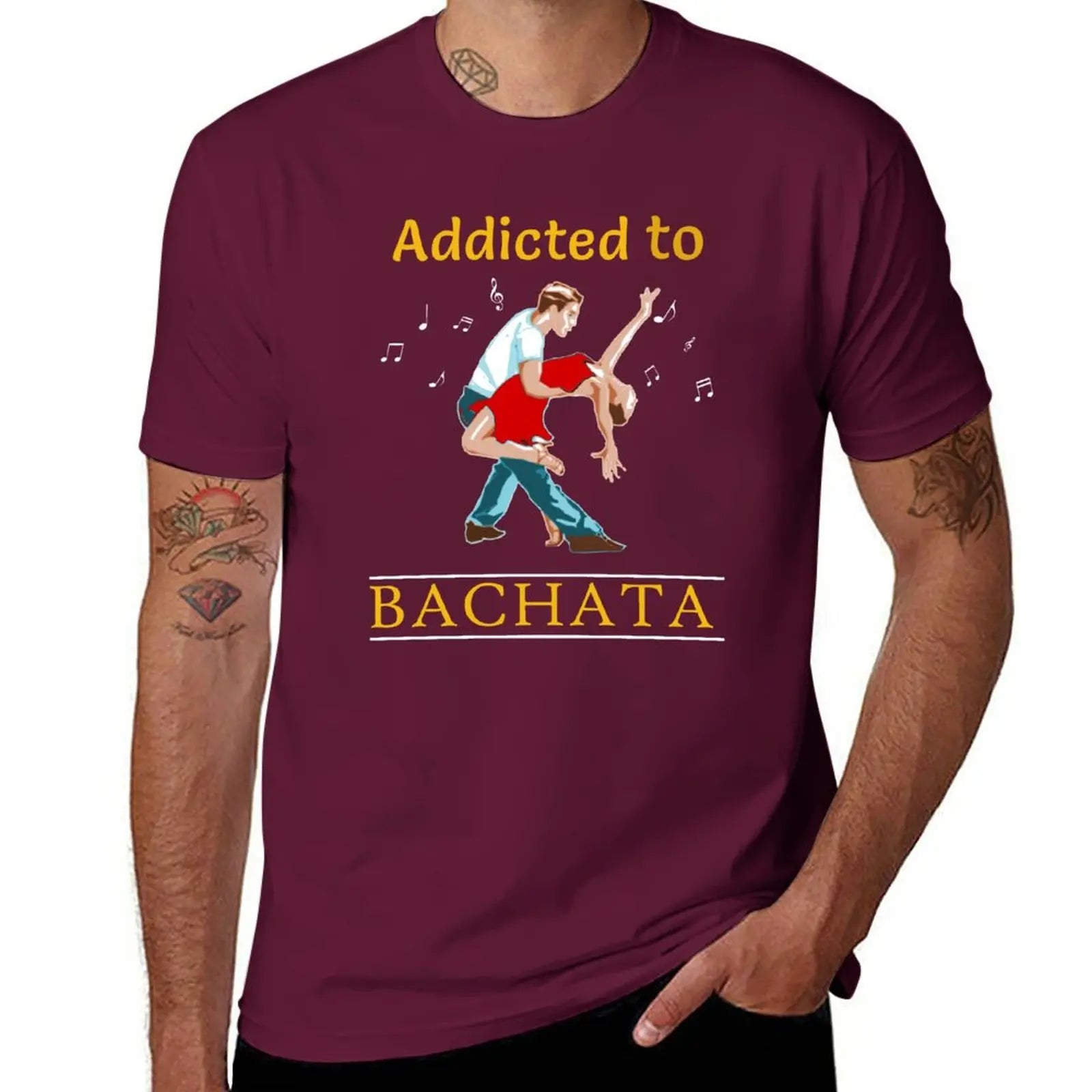 addicted to bachata salsa T-Shirt tees sweat T-shirts for men cotton