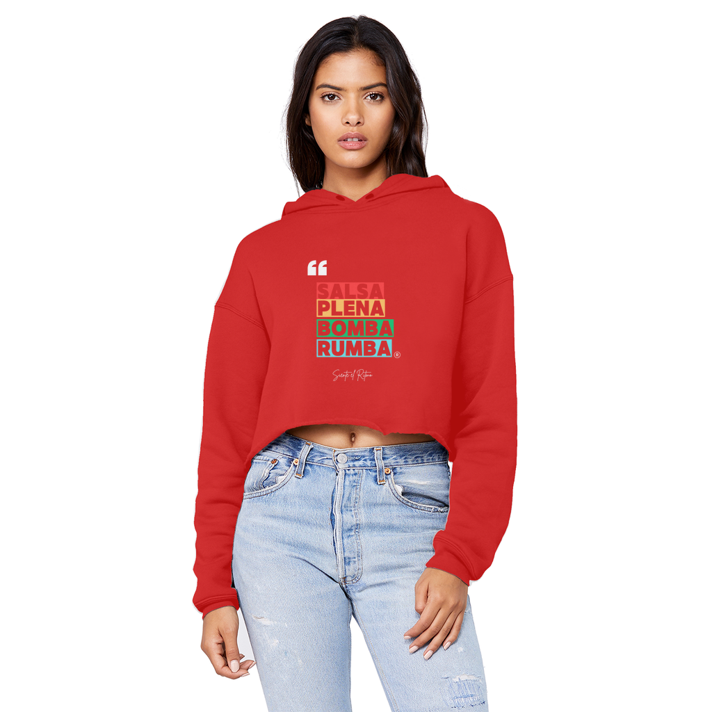 Salsa Bomba Plena Rumba Cropped Raw Edge Boyfriend Hoodie