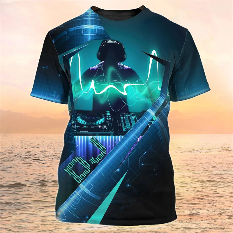 2024 New DJ Shirt Men's T-shirts 3D Print Disco Short Sleeve Tees Mens Clothing Party Tops O Neck Cool Punk Streetwear Men Shirt - World Salsa Championships