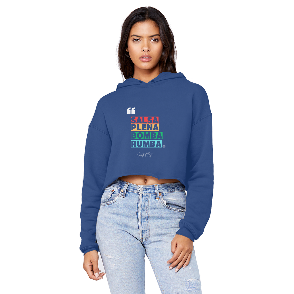 Salsa Bomba Plena Rumba Cropped Raw Edge Boyfriend Hoodie