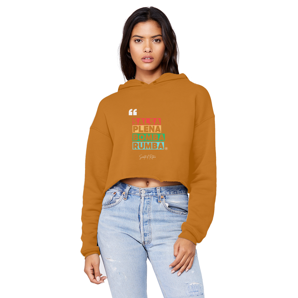 Salsa Bomba Plena Rumba Cropped Raw Edge Boyfriend Hoodie