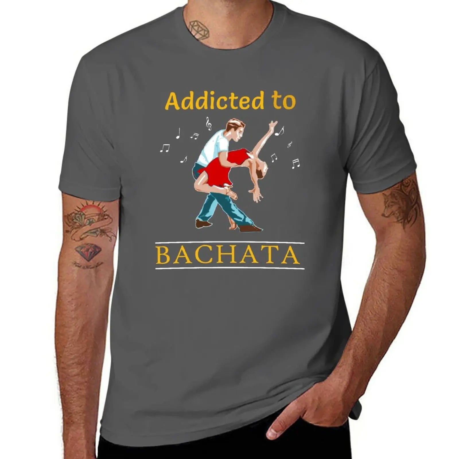 addicted to bachata salsa T-Shirt tees sweat T-shirts for men cotton