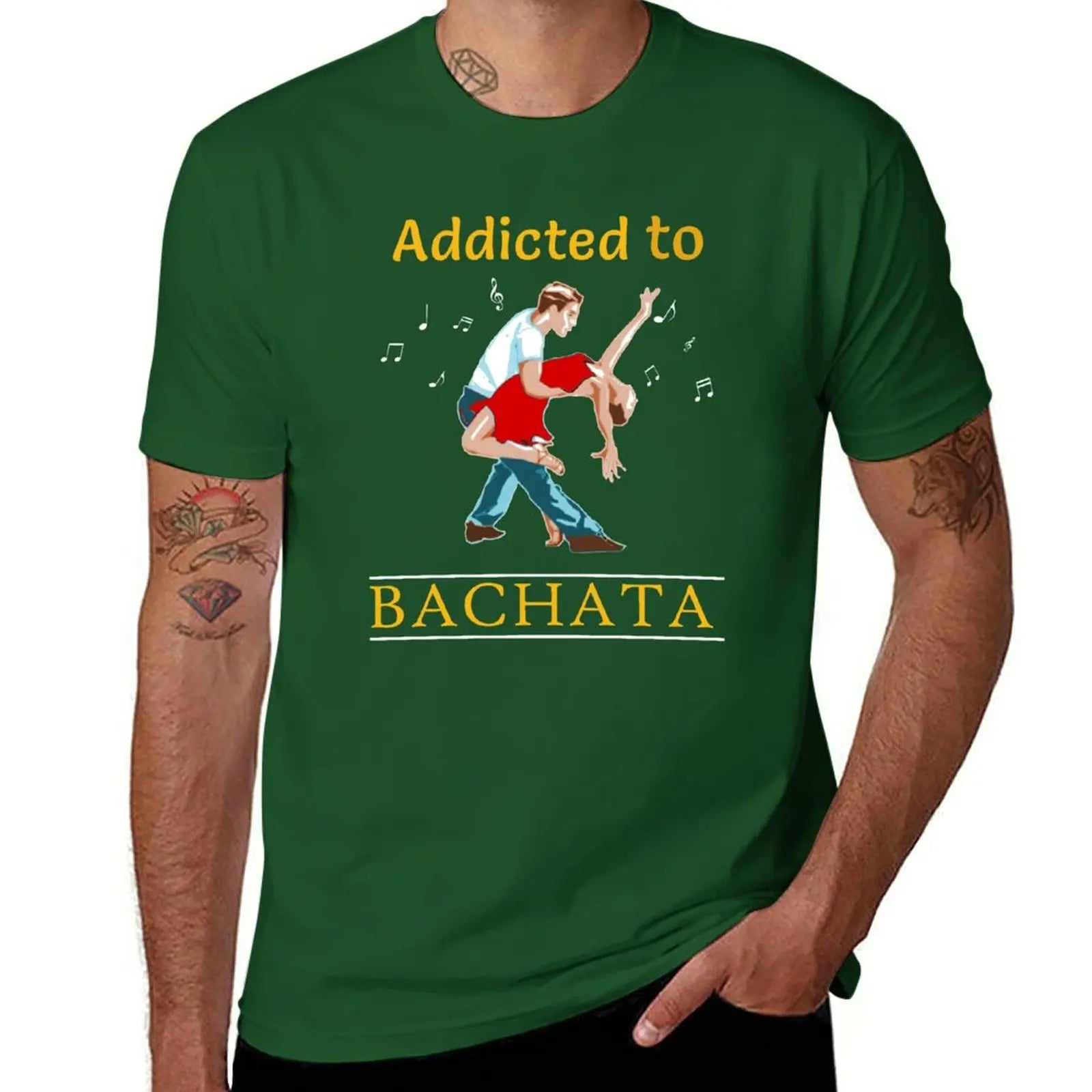 addicted to bachata salsa T-Shirt tees sweat T-shirts for men cotton