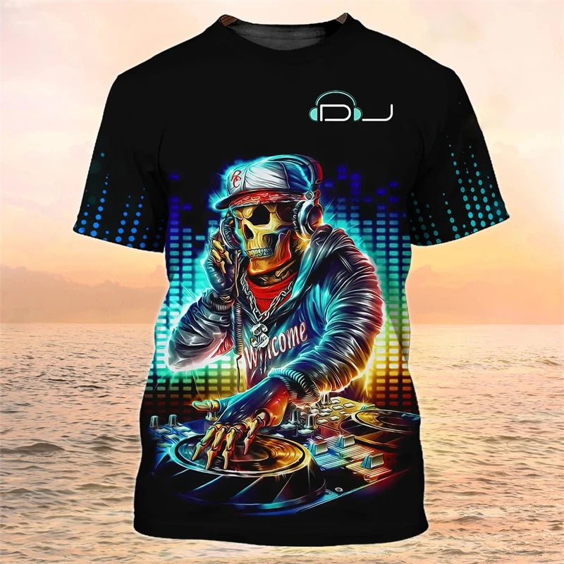 2024 New DJ Shirt Men's T-shirts 3D Print Disco Short Sleeve Tees Mens Clothing Party Tops O Neck Cool Punk Streetwear Men Shirt - World Salsa Championships
