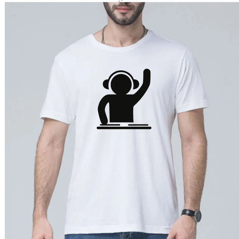 2019 summer brand Man T-shirt DJ Turntables Techno Club Music Headphones Cotton Tops Short Sleeve Plus Size T-shirt For