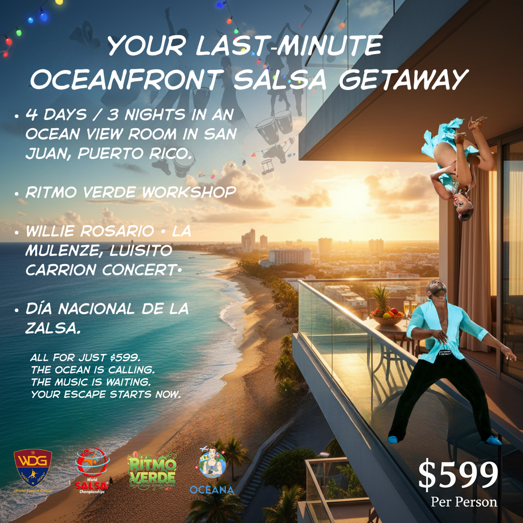 “4 Days / 3 Nights in an Ocean View Room + Full Access to the Biggest Salsa Weekend of the Year.” dance-mart