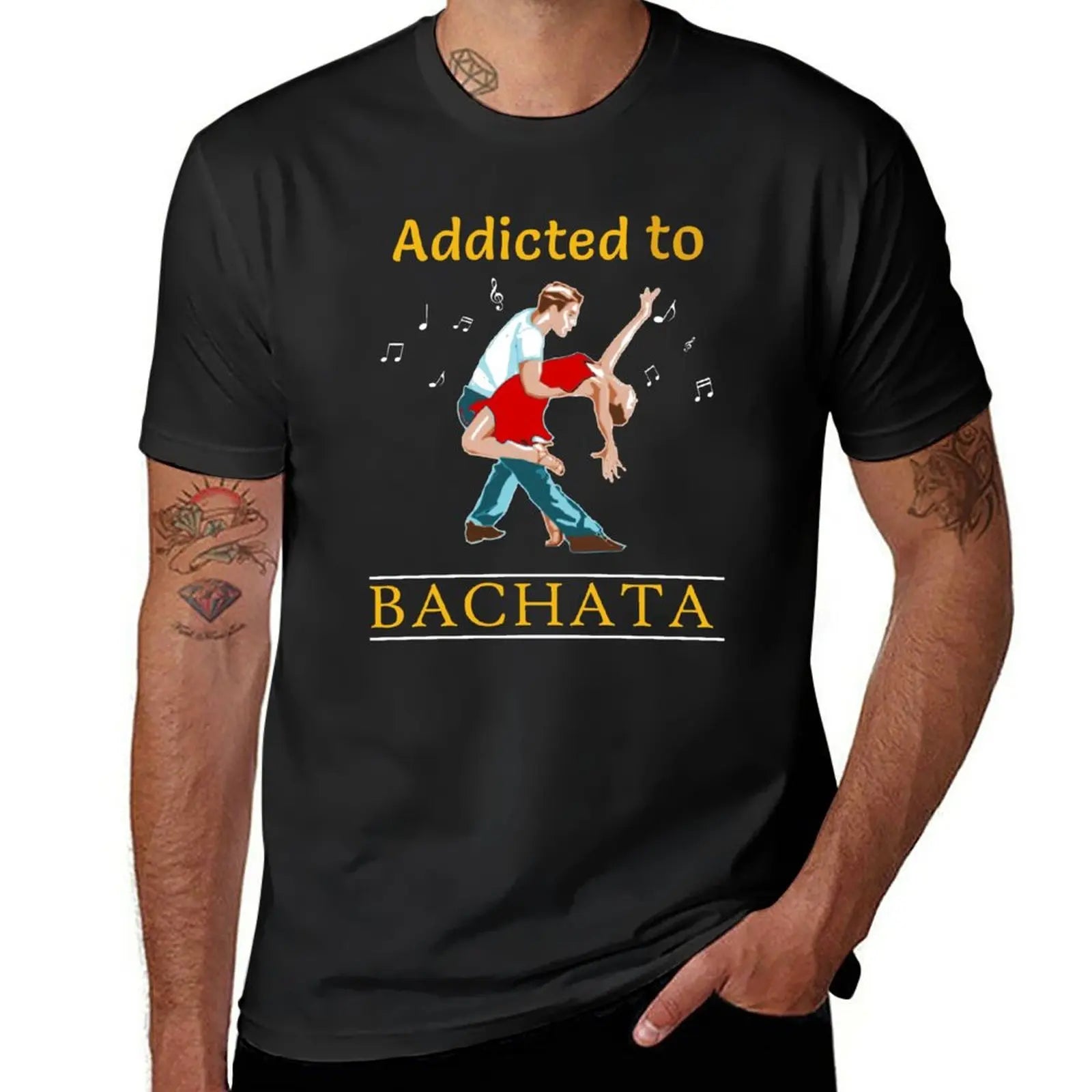 addicted to bachata salsa T-Shirt tees sweat T-shirts for men cotton