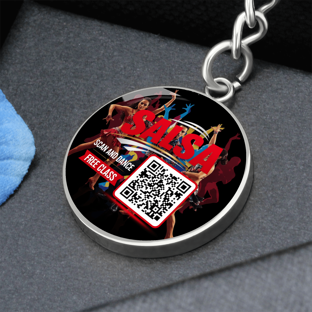 scan and Dance keychain- Unlock your free salsa class ShineOn Fulfillment