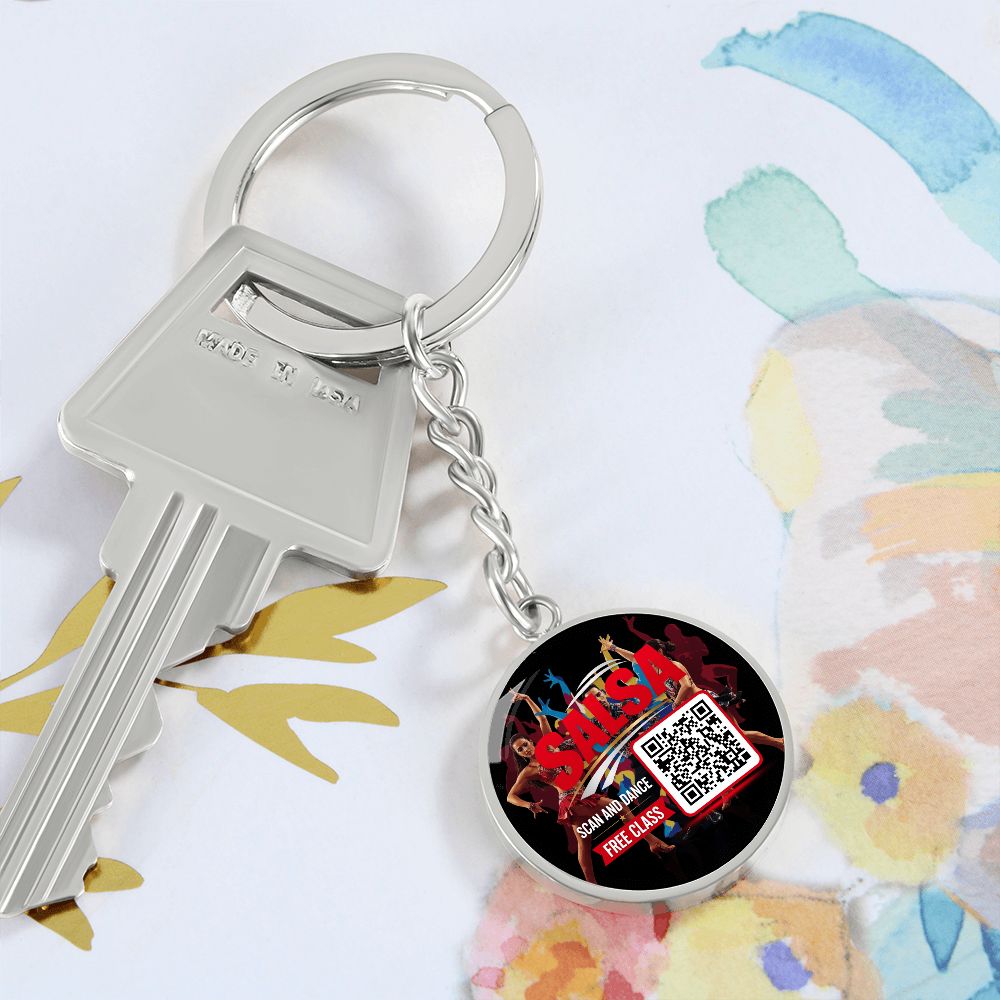 scan and Dance keychain- Unlock your free salsa class ShineOn Fulfillment