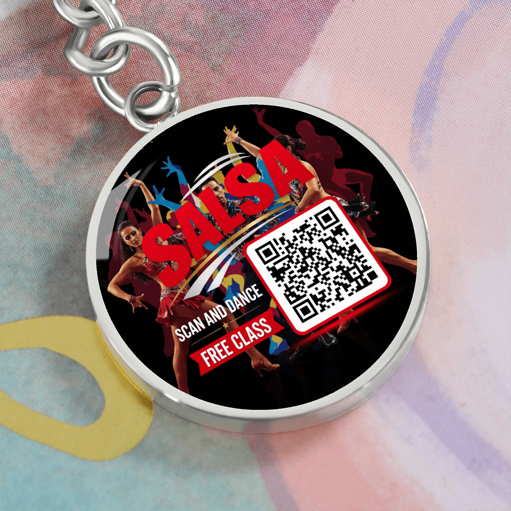 scan and Dance keychain- Unlock your free salsa class ShineOn Fulfillment