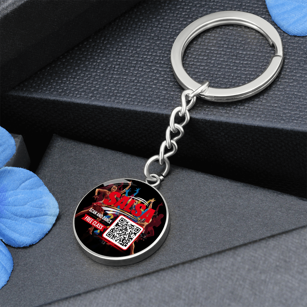 scan and Dance keychain- Unlock your free salsa class ShineOn Fulfillment