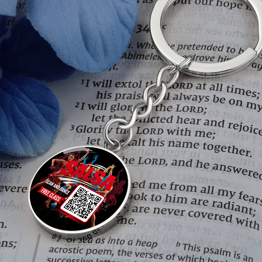 scan and Dance keychain- Unlock your free salsa class ShineOn Fulfillment