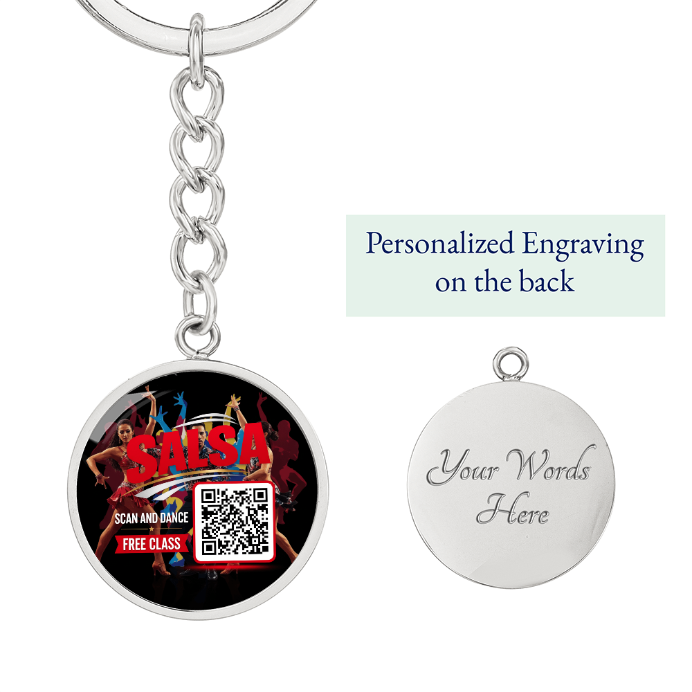 scan and Dance keychain- Unlock your free salsa class ShineOn Fulfillment