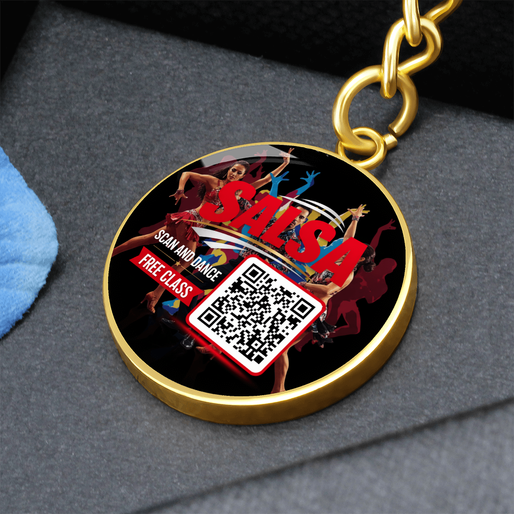 scan and Dance keychain- Unlock your free salsa class ShineOn Fulfillment