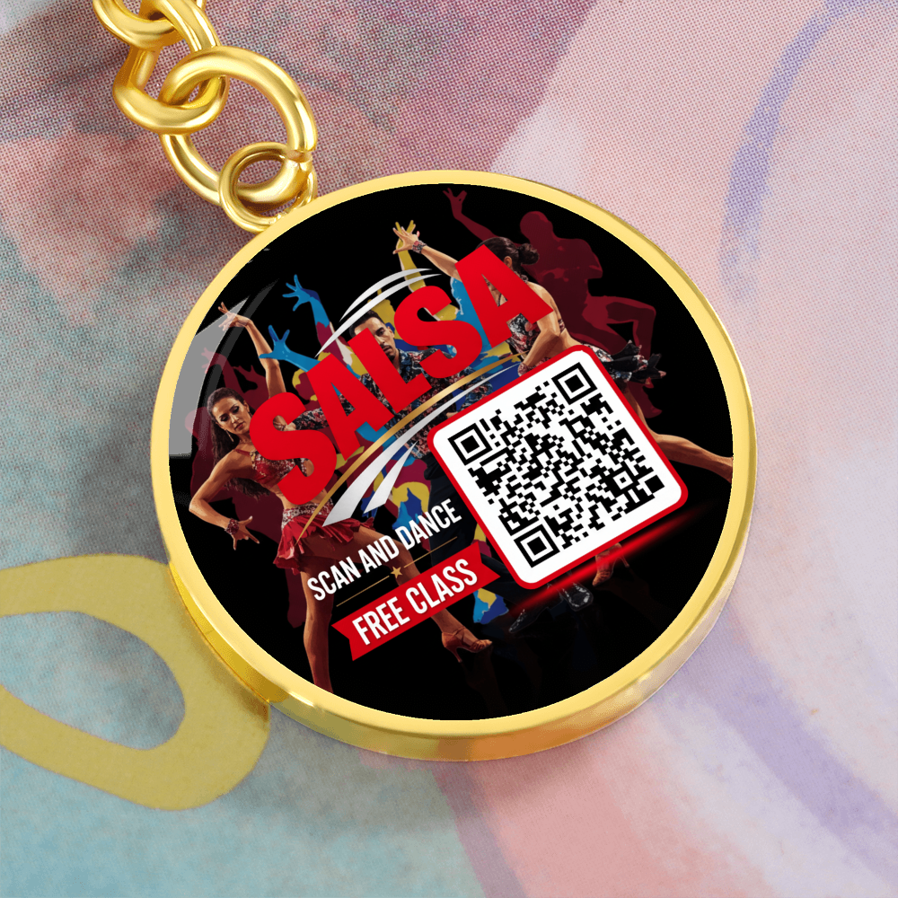 scan and Dance keychain- Unlock your free salsa class ShineOn Fulfillment