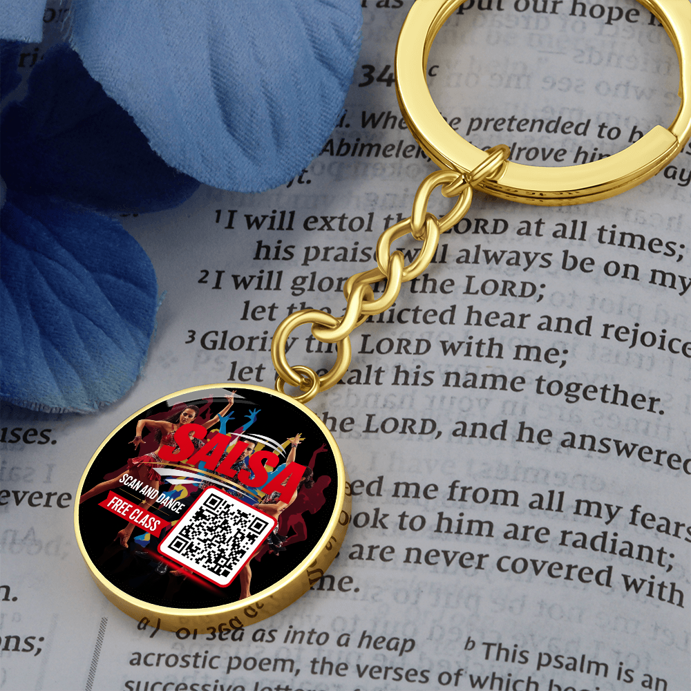 scan and Dance keychain- Unlock your free salsa class ShineOn Fulfillment