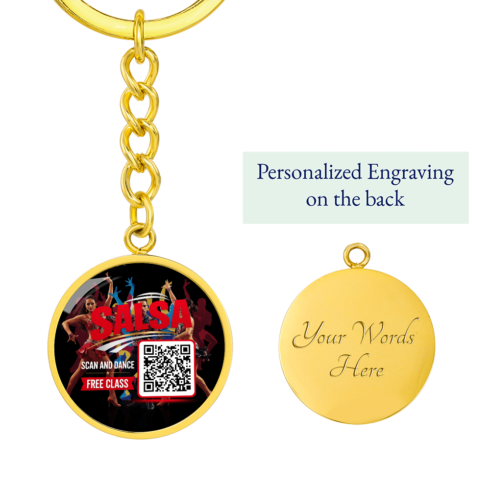scan and Dance keychain- Unlock your free salsa class ShineOn Fulfillment