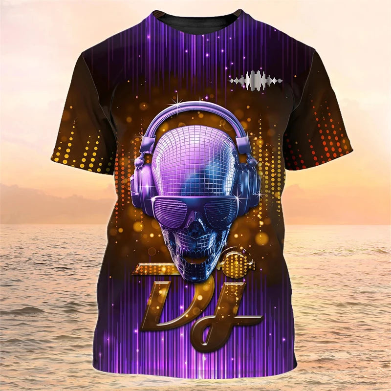 2024 New DJ Shirt Men's T-shirts 3D Print Disco Short Sleeve Tees Mens Clothing Party Tops O Neck Cool Punk Streetwear Men Shirt - World Salsa Championships