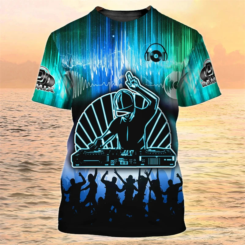 2024 New DJ Shirt Men's T-shirts 3D Print Disco Short Sleeve Tees Mens Clothing Party Tops O Neck Cool Punk Streetwear Men Shirt - World Salsa Championships