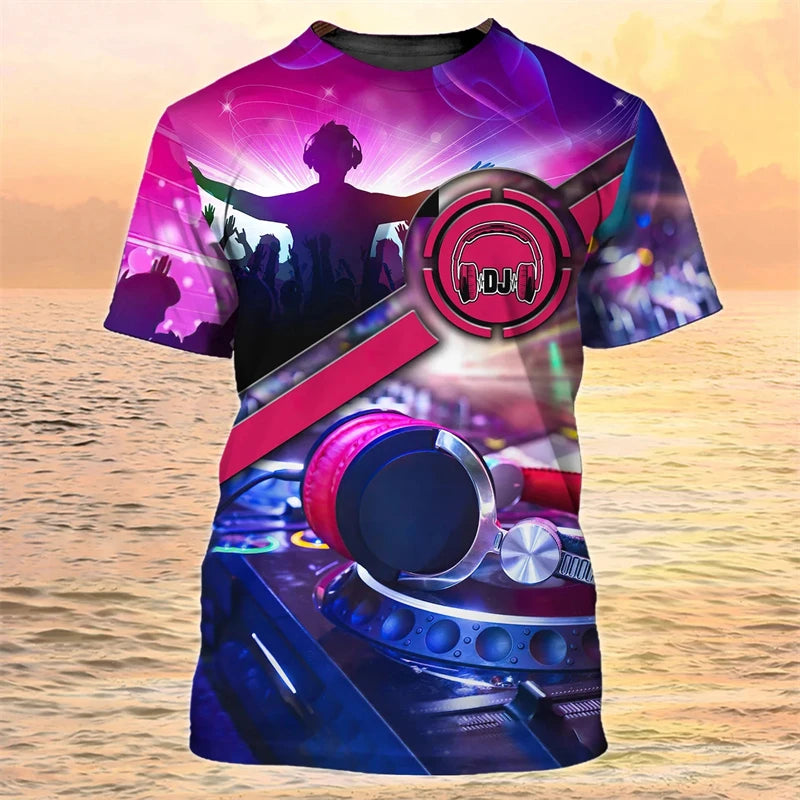 2024 New DJ Shirt Men's T-shirts 3D Print Disco Short Sleeve Tees Mens Clothing Party Tops O Neck Cool Punk Streetwear Men Shirt - World Salsa Championships