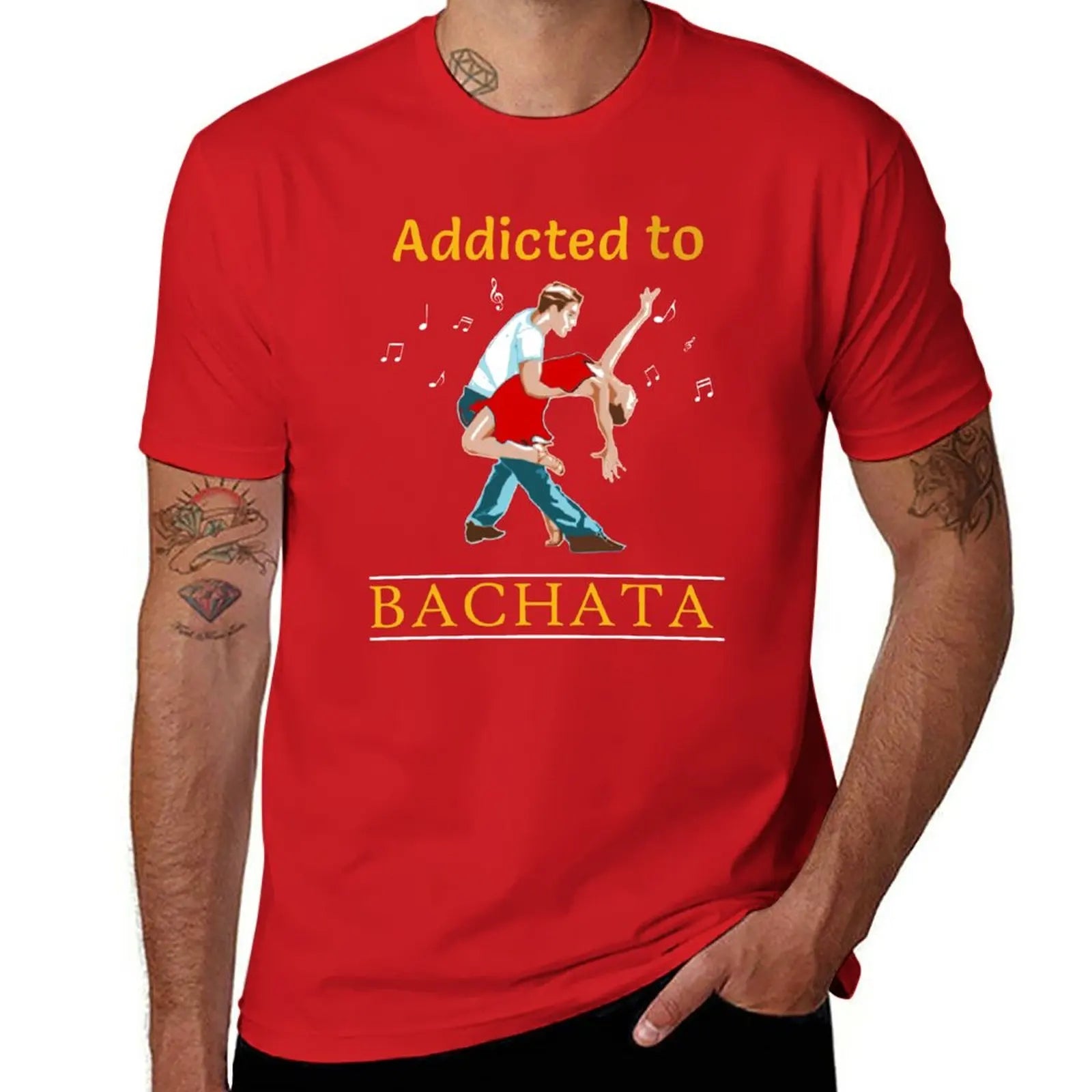 addicted to bachata salsa T-Shirt tees sweat T-shirts for men cotton