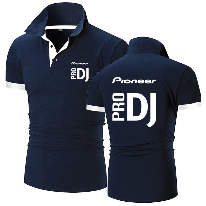 Fashion Summer Men's Short Sleeve Pioneer Pro DJ Printed Polo-shirt Cotton Comfortable Casual Men's T-shirt Customizable Logo - World Salsa Championships