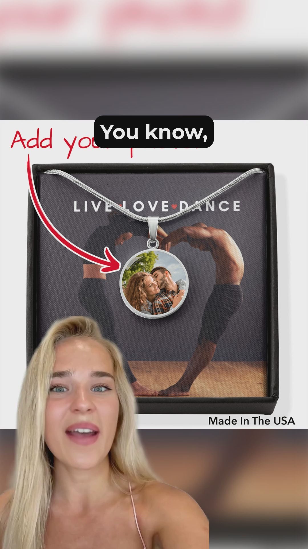 New Live, Love, Dance personalized collection: Photo pendant.