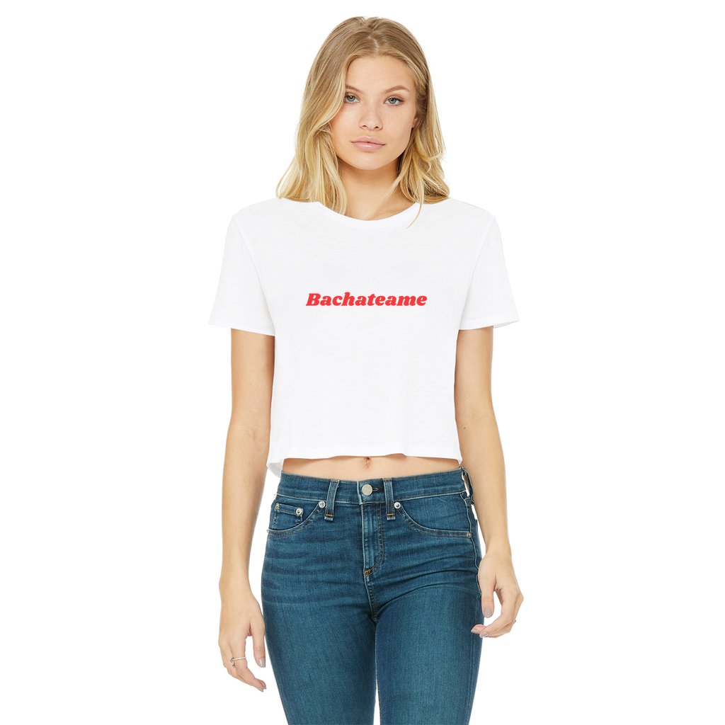 Bachateame Classic Women's Cropped Raw Edge T-Shirt