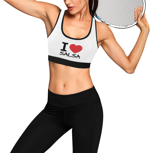 I Love Salsa Sports Bra Women's All Over Print Sports Bra (Model T52) - World Salsa Championships