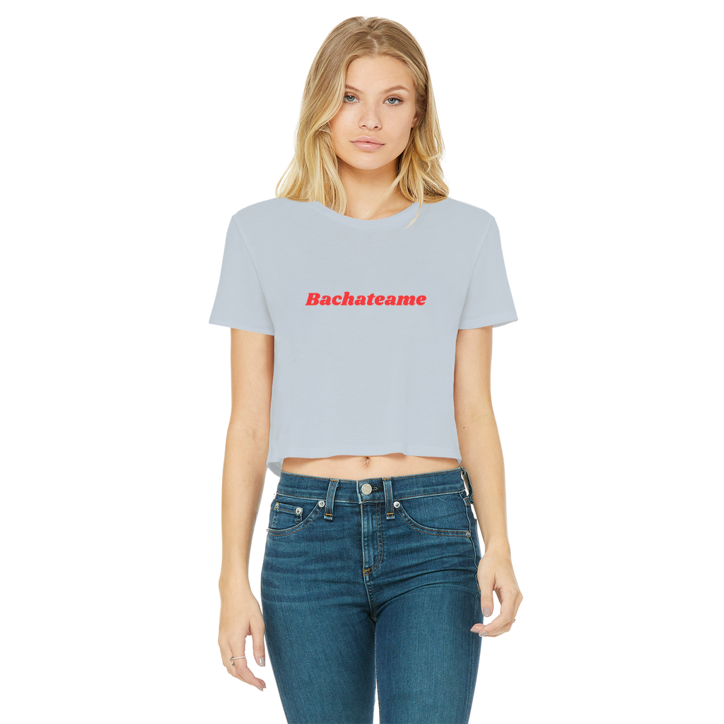 Bachateame Classic Women's Cropped Raw Edge T-Shirt