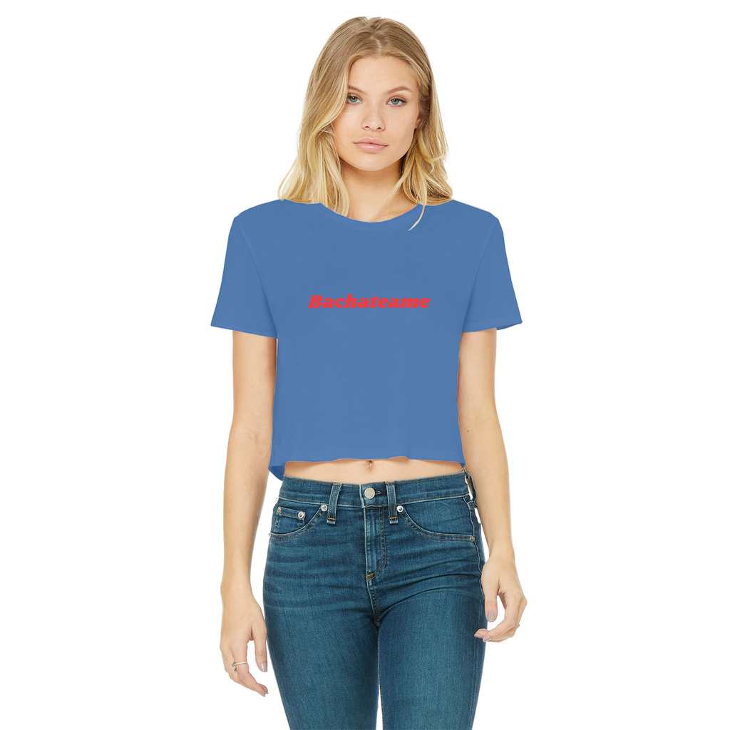 Bachateame Classic Women's Cropped Raw Edge T-Shirt