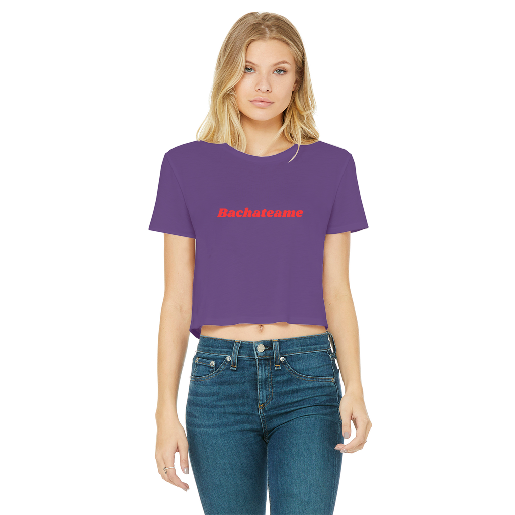 Bachateame Classic Women's Cropped Raw Edge T-Shirt