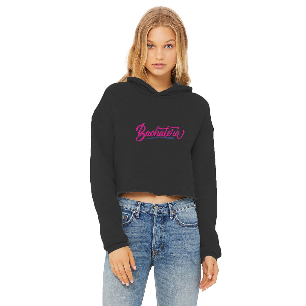 Bachatera Ladies Cropped Raw Edge Hoodie