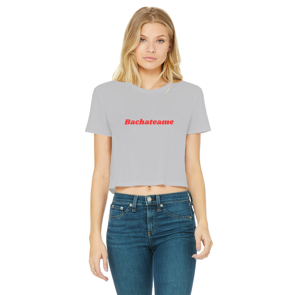 Bachateame Classic Women's Cropped Raw Edge T-Shirt
