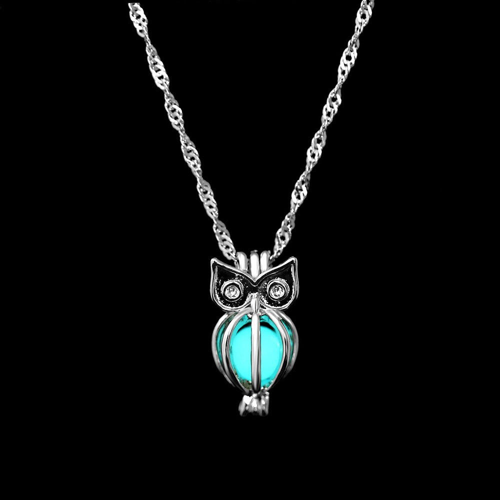 Glow In The Dark Necklace Moon Square Heart . Necklaces For Woman Hollow Water Drop Pendant Night Fluorescence Light