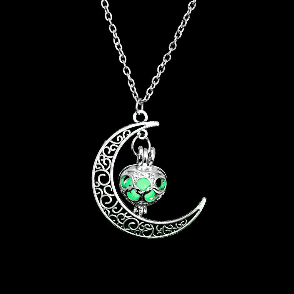 Glow In The Dark Necklace Moon Square Heart . Necklaces For Woman Hollow Water Drop Pendant Night Fluorescence Light