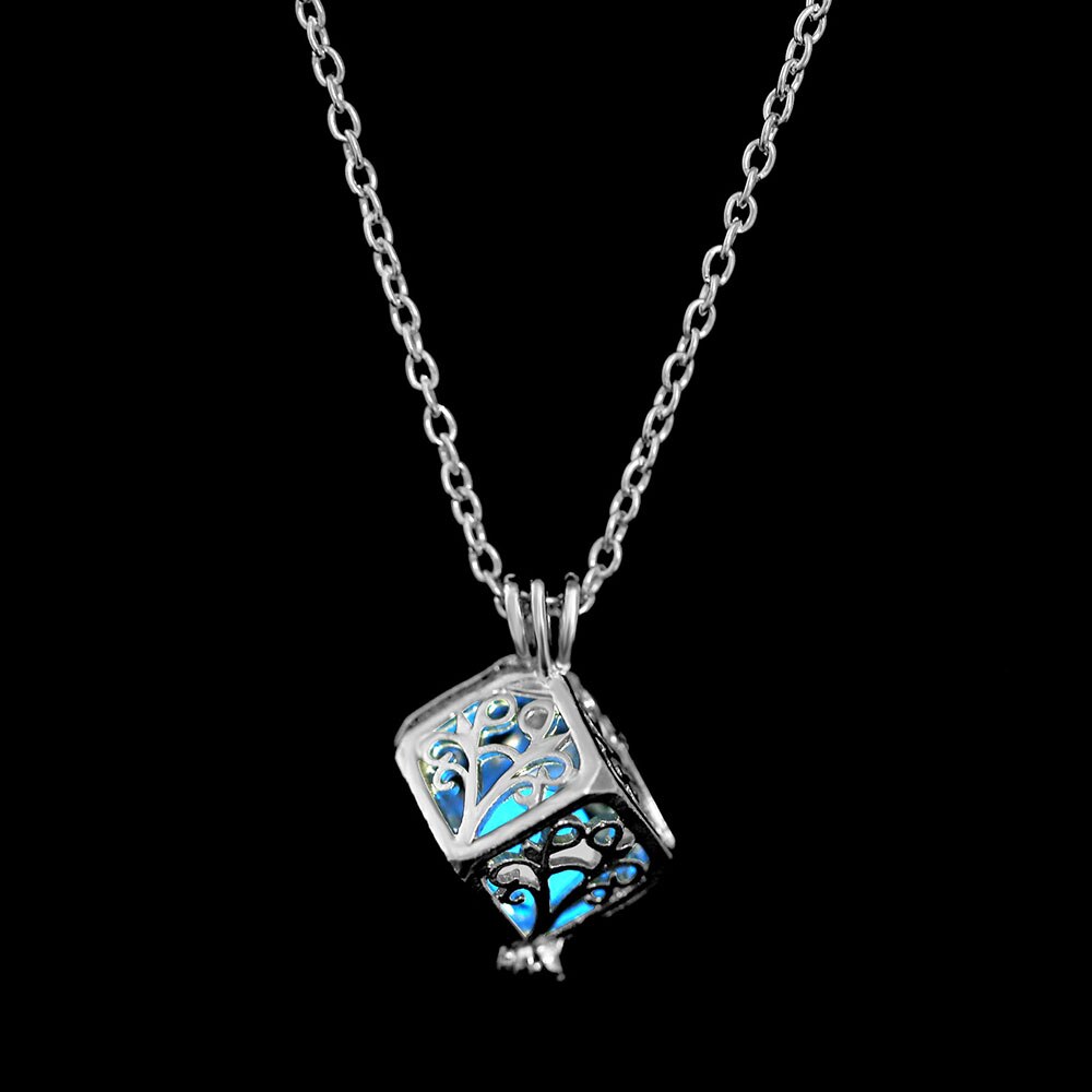 Glow In The Dark Necklace Moon Square Heart . Necklaces For Woman Hollow Water Drop Pendant Night Fluorescence Light