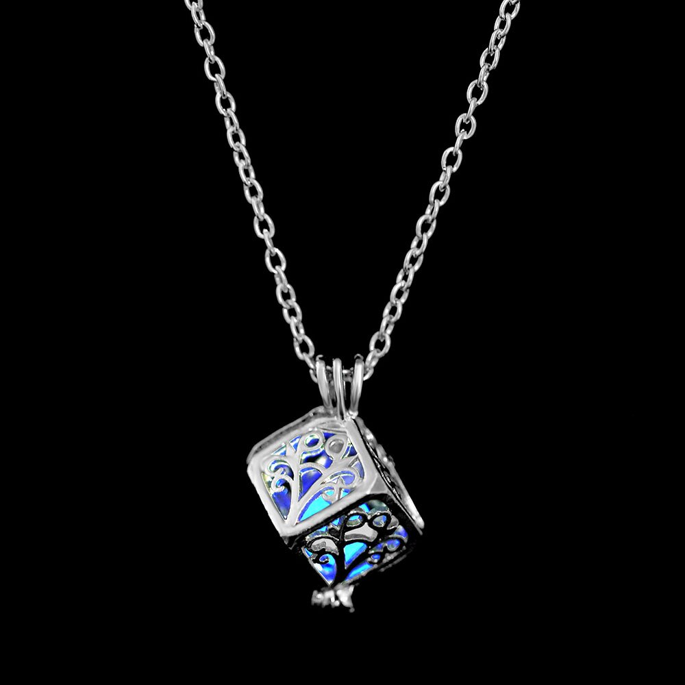 Glow In The Dark Necklace Moon Square Heart . Necklaces For Woman Hollow Water Drop Pendant Night Fluorescence Light